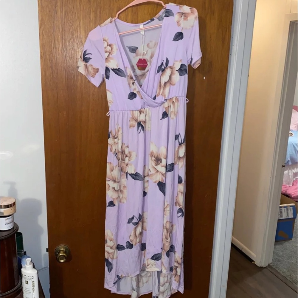 pink blush maternity dress